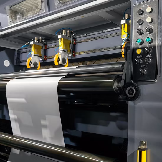 Rollenpapier-Blattschneidemaschine, Duplex-/Pappe-/Karton-Papierschneidemaschine, rotierende Messer-Doppelrollen-Querschneidemaschine